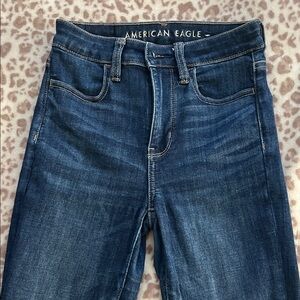 American Eagle Outfitters Women's Dark Blue High Rise Jeans